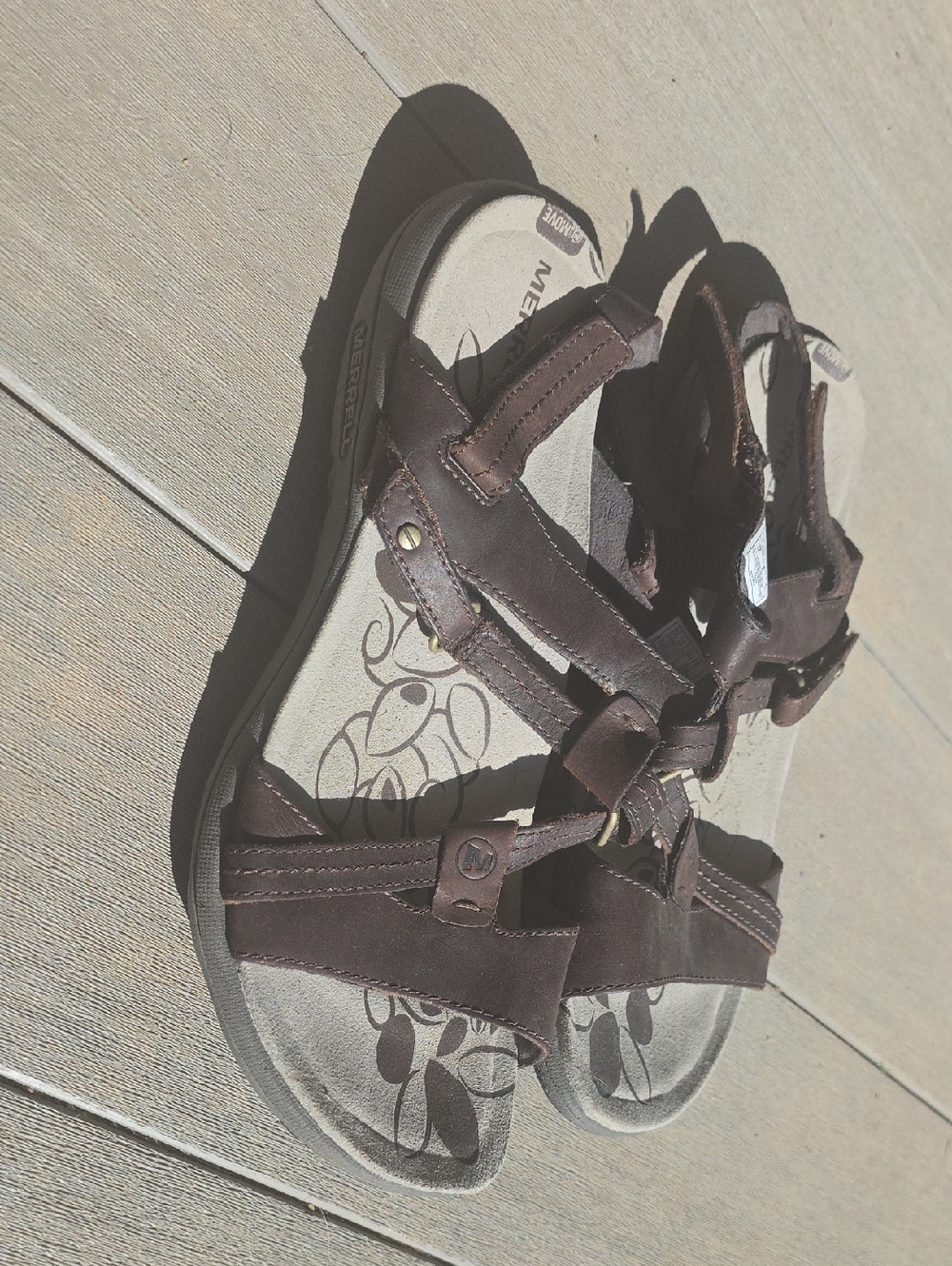 Merrell Dark Brown Leather Outdoor Strappy Sandals Size 10 Great Condition